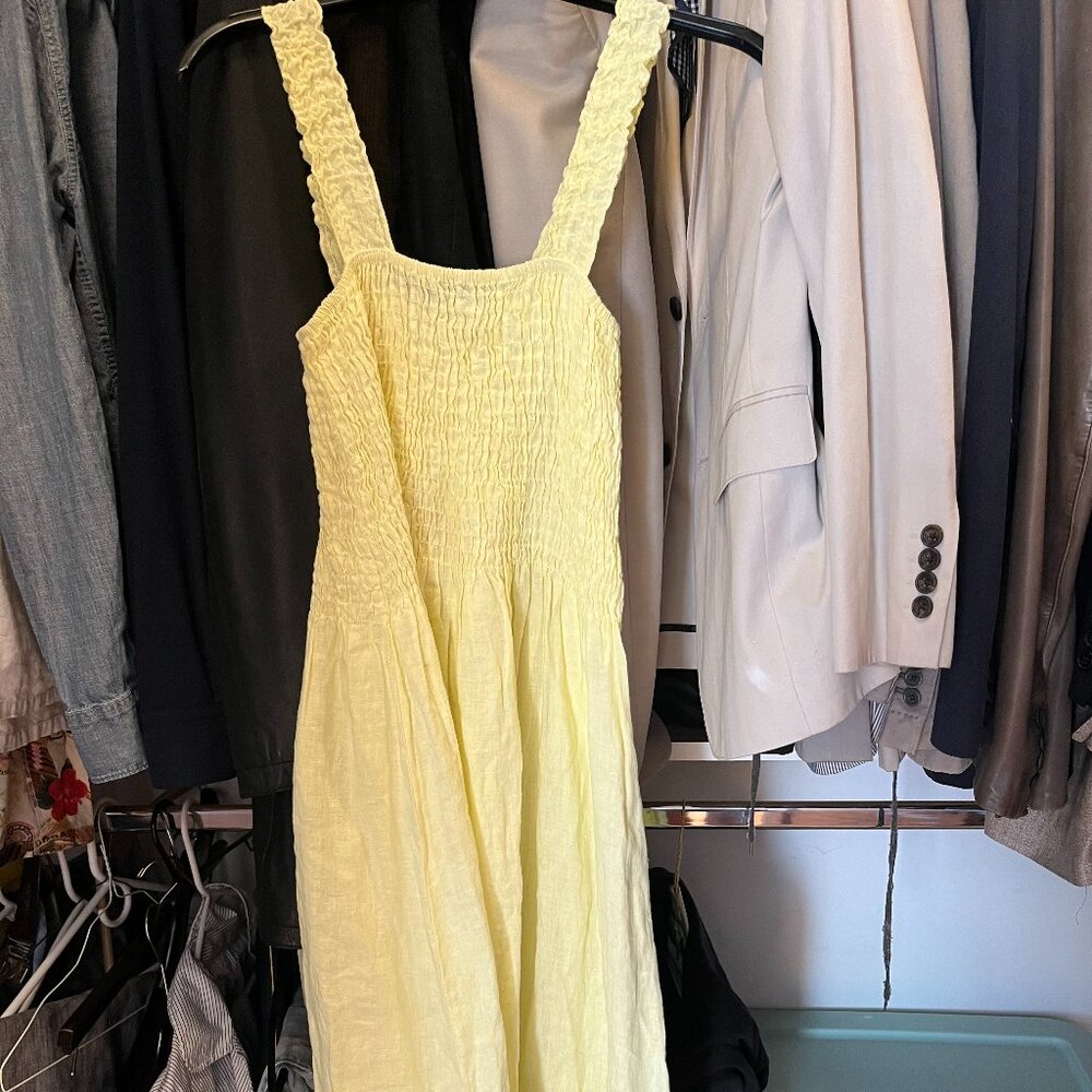 Laura Bianchi Yellow Linen Midi Dress Size Small
